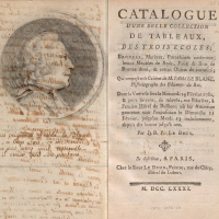 Catalogue de la vente du cabinet l'abbé Le Blanc du 14 février 1781, annoté et illustré par Charles-Germain de Saint-Aubin. Paris, bibliothèque de l'INHA, VP RES 1781/17a. Cliché INHA