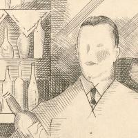 Jean-Émile Laboureur, Le Barman, planche pour Petits et grands verres, 1926, eau-forte et burin, détail, INHA, Archives 145/3/2. Cliché INHA