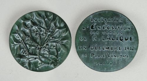 médaillon d'invitation exposition Lalique 1912